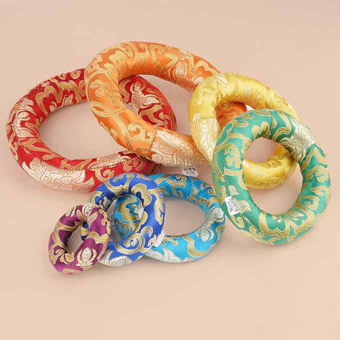 Tibetan Singing Bowl Accessories Silk Ring Cushions Handmade in Nepal Round Cushion for Sound Bowls Meditation Accessories - Bloomnest