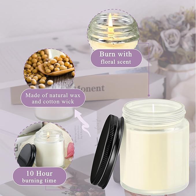 ACITHGL 24 Pcs 4oz Mini Mason Jar Candles Small Lavender Scented Candles Bulk Aromatherapy Ideal Souvenir Favors for Wedding Birthday Party (Black, 24) - Bloomnest