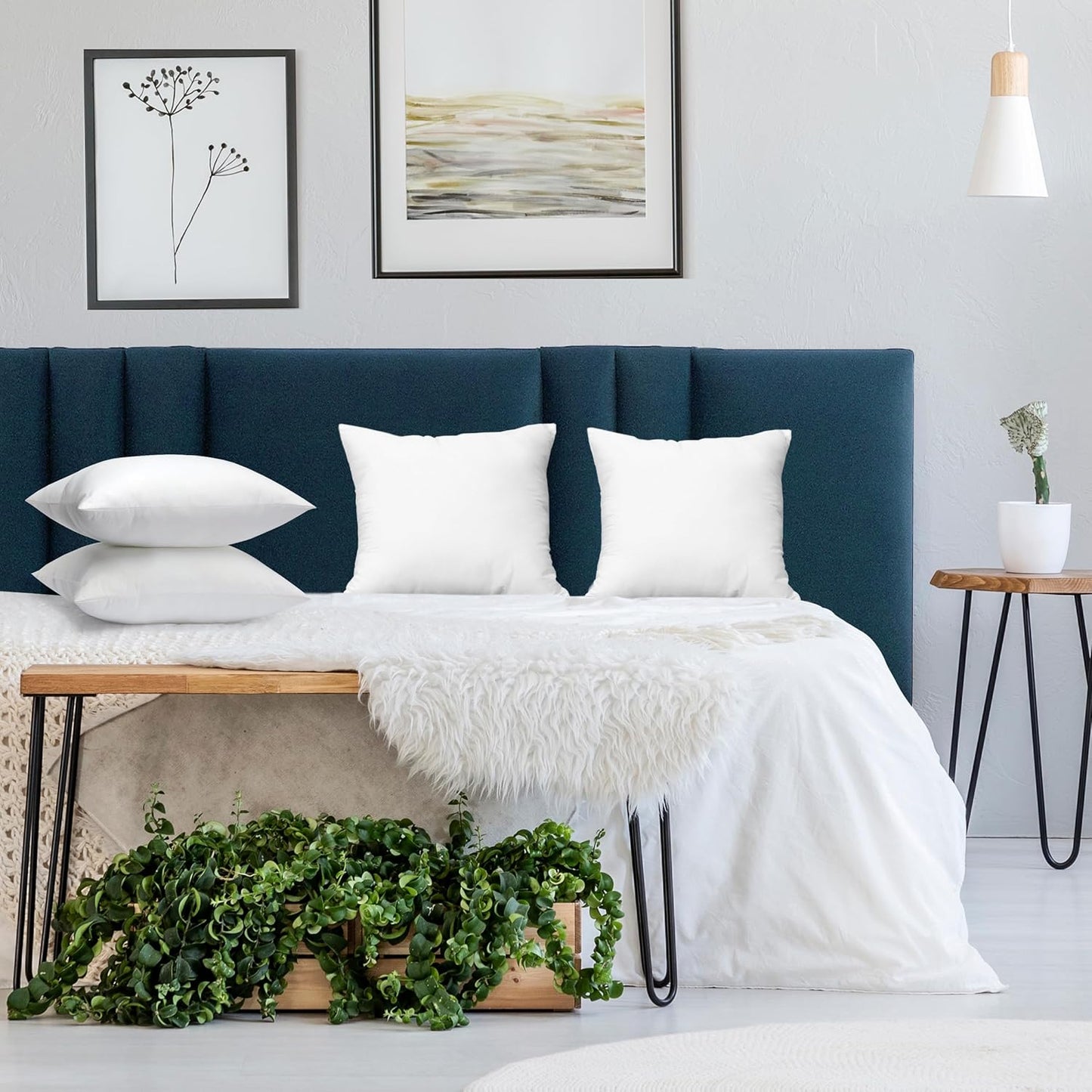 Utopia Bedding Throw Pillows (Set of 4, White), 14 x 14 Inches Pillows for Sofa, Bed and Couch Decorative Stuffer Pillow