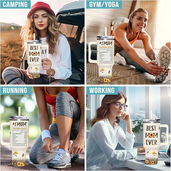 Best Mom Ever Gifts - Mothers Day Gift For Mom from Daughter, Son, Kids - Birthday, Christmas Gifts Idea For Mother, Mom, Wife - Tumbler With Handle 40oz - Bloomnest