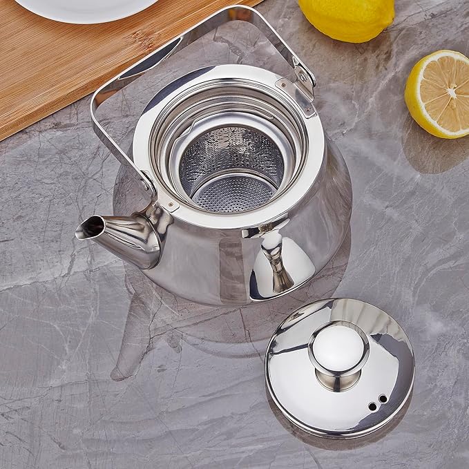 SANQIAHOME 1.3 Quart stainless steel teapot with Infuser A modern, minimalist style
