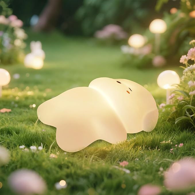 Night Light for Kids, Rechargeable Dimmable Silicone LED Nightlight with 7 Colors, Baby Nursery Night Lamp, Touch Squishy Lamp, Cute Gifts for Girls, Boys, Toddler Room Decor, Lying Dog - Bloomnest