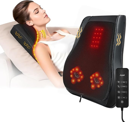 Joyset Back Massager with Heat,Neck Massager for Back Pain Deep Tissue,4D Kneading Shiatsu Lower Back Massage Pillow for Neck Shoulder Legs,Gifts for Mom,Dad,Women,Men - Bloomnest