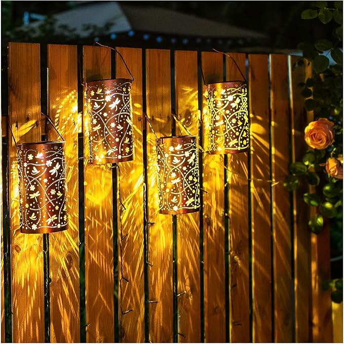2 Pack Dragonfly Solar Lanterns Outdoor Waterproof Hanging Solar Lights Dragonfly Gifts for Women Men Metal Decorative LED Lights for Garden Decor,Yard,Patio,Lawn,Tabletop,Pathway,Landscape - Bloomnest