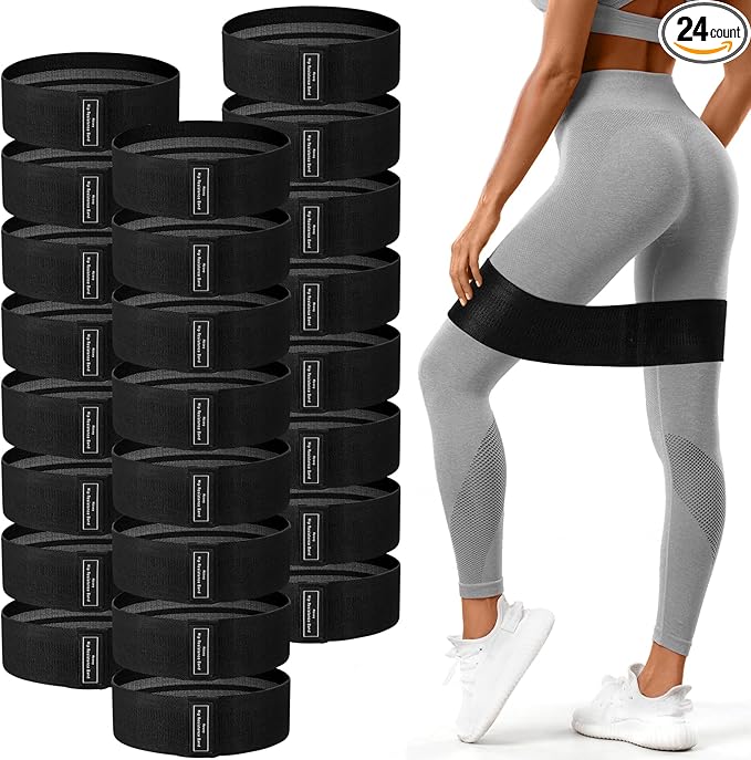 24 Pcs Fabric Resistance Bands for Working Out Strength Exercise Bands for Women Men Resistance Loop for Legs and Butt, Yoga, Pilates, Rehab, Fitness and Home - Bloomnest