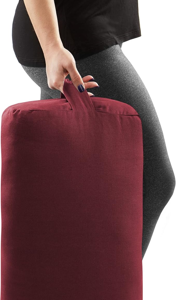 Yoga Meditation Cushion, 25" x 12" Rectangular Bolster with Organic Cotton Cover - Bloomnest