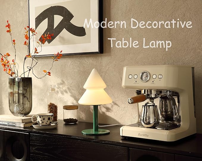 Glass Table Lamp,Mid Century Modern Lamp for Bedroom,Unique Retro Kitchen Bauhaus Lamps,Vintage Mushroom Lamps for Livingroom (White) - Bloomnest