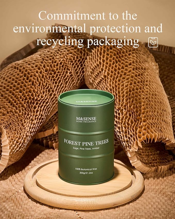 M&SENSE Frosted Pine Scented Candles Natural Non Toxic, Aromatherapy Candle for Stress Relief Meditation Relaxing, Housewarming Gifts for Women Men, 11.3oz 70 Hour Long Burning - Bloomnest