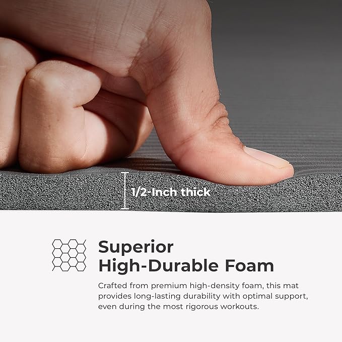 Sunny Health & Fitness Non-Slip Yoga Mat – Durable, Anti-Tear, Lightweight, Cushioned Support for Yoga, Pilates, Stretching Exercises, Meditation and Floor Workouts | Multiple Sizes & Colors - Bloomnest