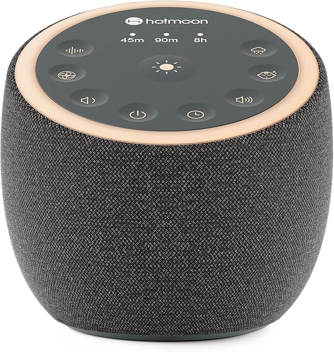 Hotmoon Sound Machine with 40 High-Fidelity Sounds, White Noise Sound Machine with Memory Functions, 8 Color Night Light, USB Power Supply, for Sleep & Noise Reduction Sleep Aid, Plug-in (Iron Black) - Bloomnest