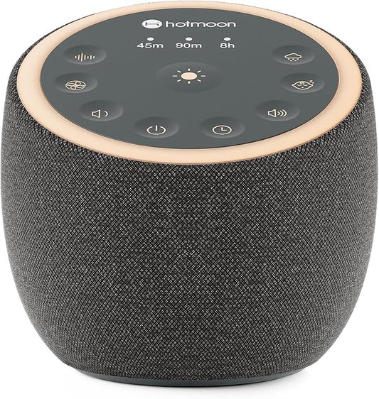 Hotmoon Sound Machine with 40 High-Fidelity Sounds, White Noise Sound Machine with Memory Functions, 8 Color Night Light, USB Power Supply, for Sleep & Noise Reduction Sleep Aid, Plug-in (Iron Black) - Bloomnest