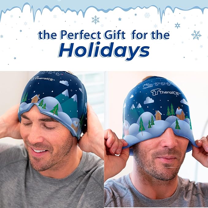 TheraICE Migraine Relief Cap, Cooling Gel Hat, Soothing Headache Ice Pack Mask Products, Face Cold Compress Head Wrap for Tension & Stress - Bloomnest