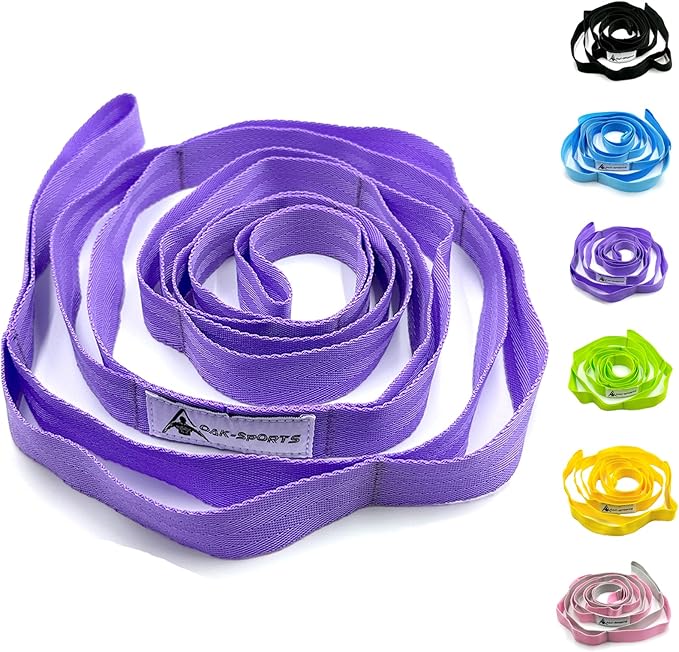 Stretching Strap Yoga Strap with Loops, Stretch Straps for Physical Therapy, Non-Elastic Exercise Strap for Pilates, Dance and Gymnastics with Workout Guide - Bloomnest