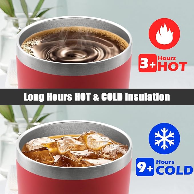 20 oz Tumbler Coffee Travel Tumblers Bulk with Lid Stainless Steel Double Wall Vacuum Insulated Mug Powder Coated Cups fit Car Cupholder for Hot and Cold - Red, 8Pack - Bloomnest