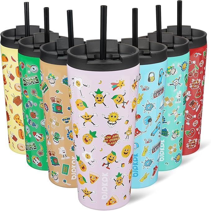BJPKPK 22oz Tumbler With lid And Straw Stainless Steel Travel Coffee Mug Insulated Tumblers Cups,Hawaii Fruits Purple - Bloomnest