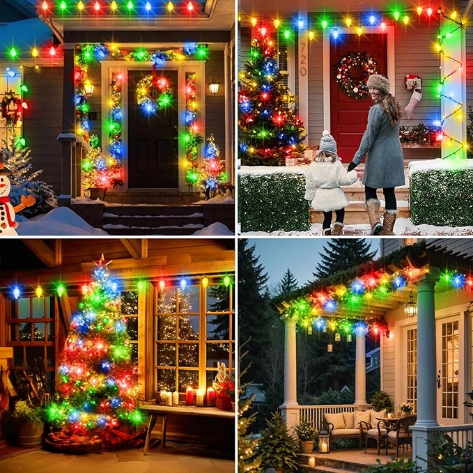 echosari 25 Pack C7 LED Replacement Christmas Light Bulbs 0.8W for Outdoor String Light, UL Listed Commercial Grade Holiday Bulbs, C7/E12 Candelabra Base Sockets (Multicolor) - Bloomnest