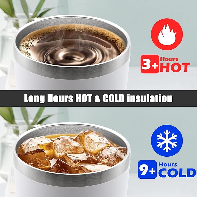 20 oz Tumbler Coffee Travel Tumblers Bulk with Lid Stainless Steel Double Wall Vacuum Insulated Mug Powder Coated Cups fit Car Cupholder for Hot and Cold - White, 12Pack