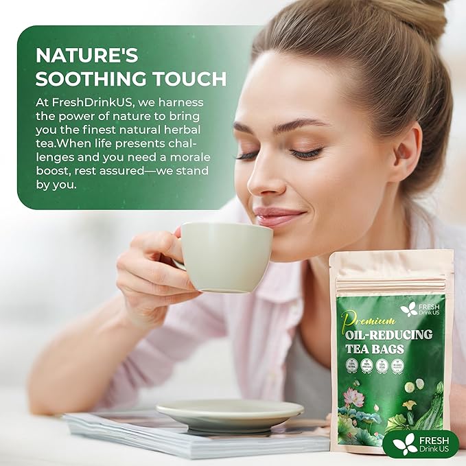 FreshDrinkUS, Oil-Reducing Herbal Tea – 75 Tea Bags | Blend of Winter Melon, Lotus Leaf, Ginger, Hawthorn, Gardenia Fruit, Rose, Cassia Seed & More | Naturally Caffeine-Free | Delicious Hot or Iced - Bloomnest