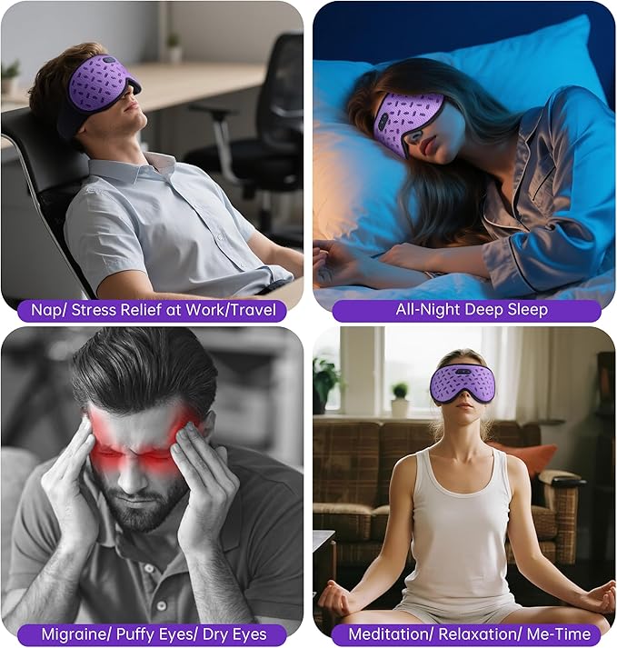 Sleep Mask Headphones Bluetooth 5.4 with 3D Removable Hot & Cold Compress, TOPOINT Weighted Eye Mask Blackout Soft, Cooling Breathable for Women Men Deep Sleep Relax Tired Eyes Migraine Office Travel - Bloomnest