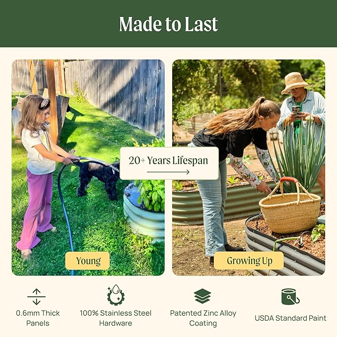Vego garden Aluzinc Raised Garden Bed Kits, 17" Tall 6 in 1 Modular Metal Raised Planter Bed for Vegetables Flowers Patio Ground Planter Box, Terra Cotta - Bloomnest
