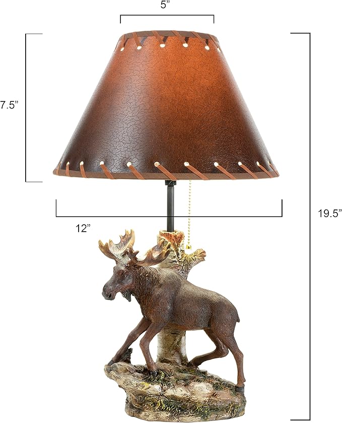 BLACK FOREST DECOR - Moose Climbing Table Lamp for Cabin, Living Room, Nightstand, Desk - Vintage Rustic Home Décor - 19.5" x 12" - Bloomnest