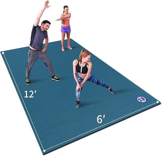 MRO Extra Large Exercise Mat For Home Gym, 15'x6'/12'x6'/9'x6'(7mm) Workout Mats for Gym Flooring, Non-Slip, Extra Thick Durable Cardio Mat, Ideal for Plyo, Weights, MMA, Jump Rope -Shoe Friendly - Bloomnest