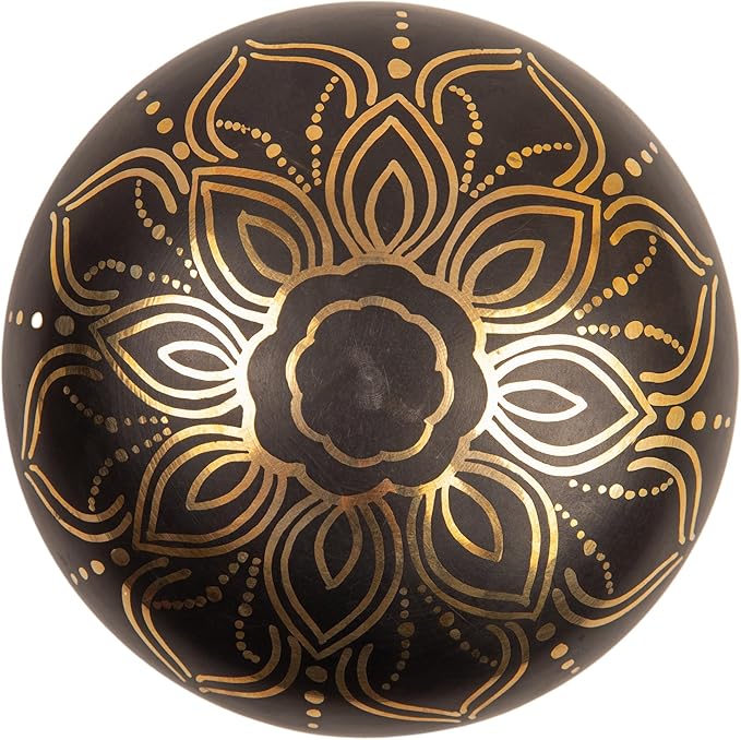 Tibetan Singing Bowl Set - 4" Easy To Play Authentic Handmade For Meditation Sound 7 Chakra Healing By HIMALAYAN BAZAAR (Black with Box, 4") - Bloomnest
