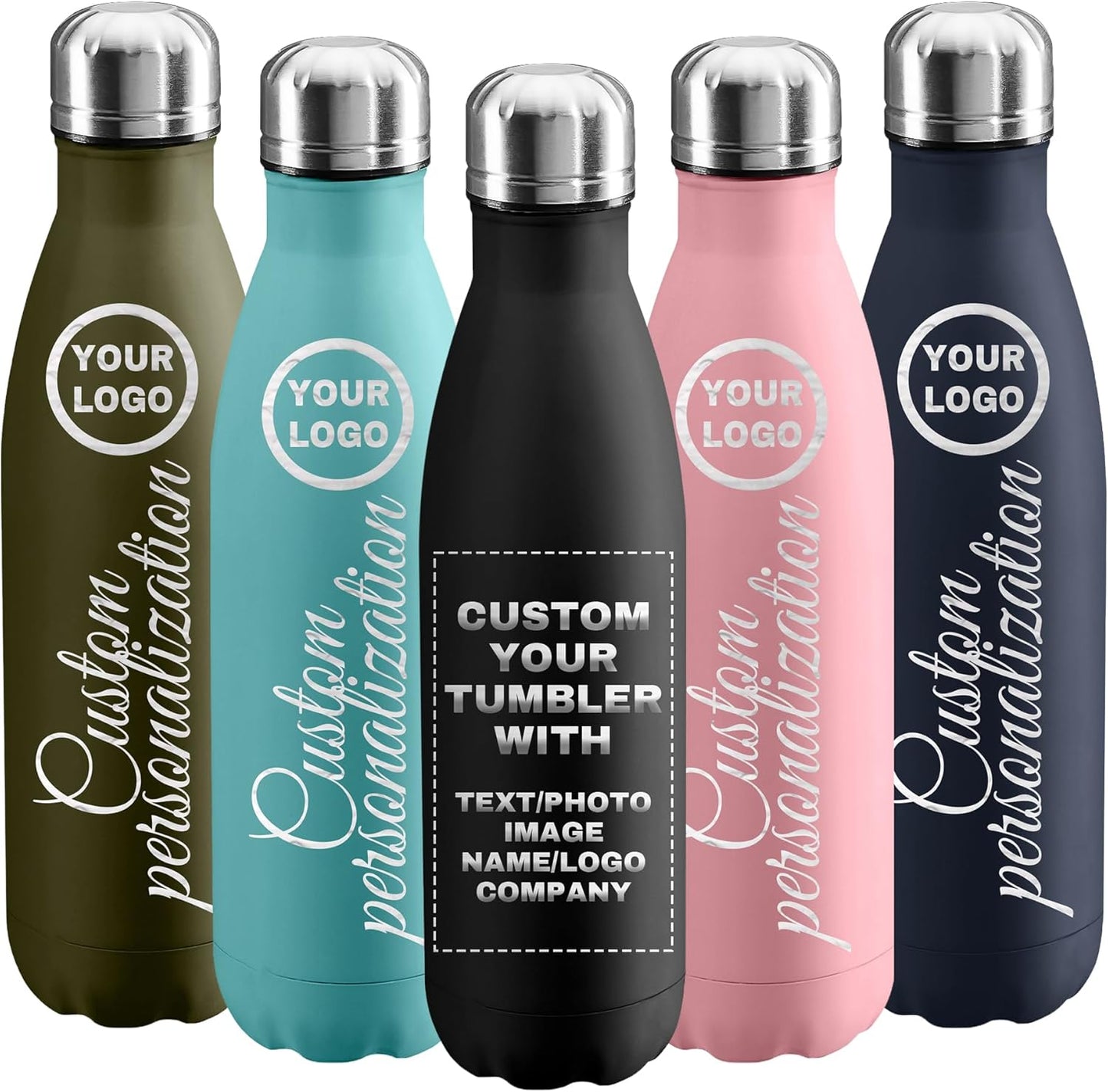 100 Pack USA Custom Water Bottle, 17oz Personalized Sport Water Tumbler, Stainless Steel Material, Leak-Proof, insulation, Customizabne Name, Suitable for Travel Holiday Gift for Women