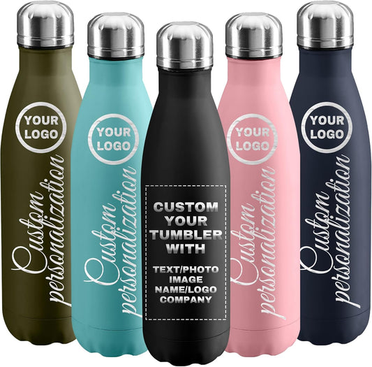 100 Pack USA Custom Water Bottle, 17oz Personalized Sport Water Tumbler, Stainless Steel Material, Leak-Proof, insulation, Customizabne Name, Suitable for Travel Holiday Gift for Women