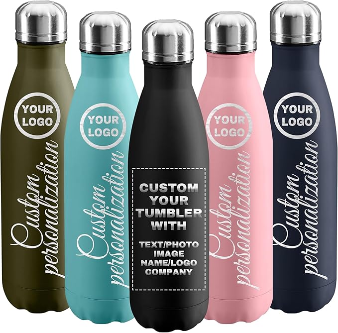 USA Custom Water Bottle, 17oz Personalized Sport Water Tumbler, Stainless Steel Material, Leak-Proof, insulation, Customizabne Name, Suitable for Travel Holiday Gift for Women - Bloomnest