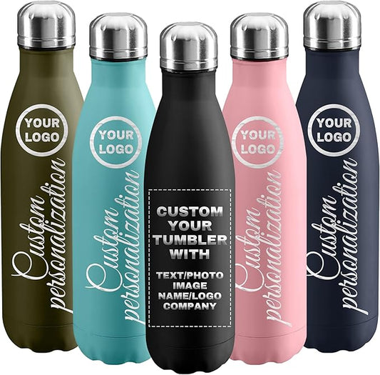50 Pack USA Custom Water Bottle, 17oz Personalized Sport Water Tumbler, Stainless Steel Material, Leak-Proof, insulation, Customizabne Name, Suitable for Travel Holiday Gift for Women - Bloomnest
