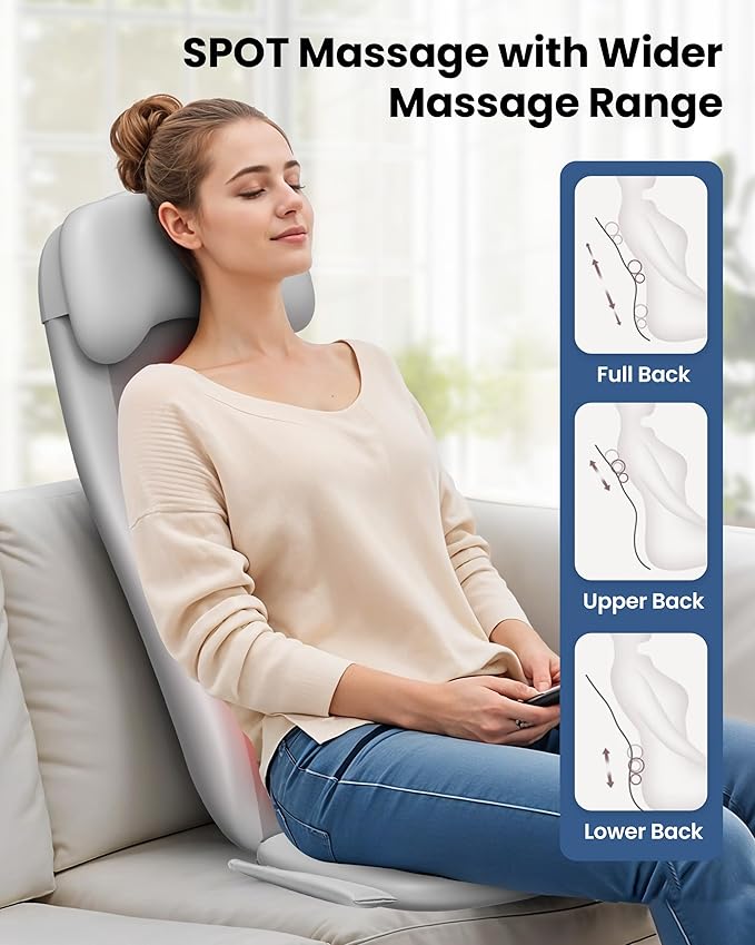 COMFIER Back Massager with Heat,2D/3D Shiatu Massage Seat Cushion,2 Auto Massage Modes,Full Back Massager with Vibration,Deep Tissue Kneading Chair Pad for Lower Waist,Gift for Men,Women - Bloomnest