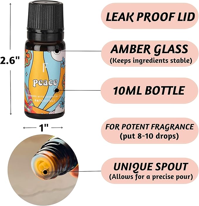 Folkulture Essential Oils for Diffusers Oil | Set of 6 Fragrance Oil, Patchouli & Cedarwood | Essential Oils for Diffusers | Diffuser Oils Scents for Home - Bloomnest