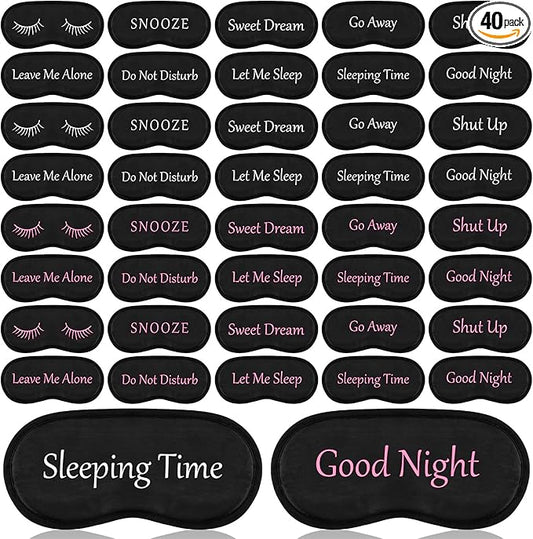 Eurzom 40 Pcs Funny Sleep Eye Mask Soft Night Sleep Mask Bulk for Sleeping Blackout Blindfolds with Adjustable Strap for Women Men Kids Travel Nap Meditation Party Gifts Favors(Mixed Colors) - Bloomnest