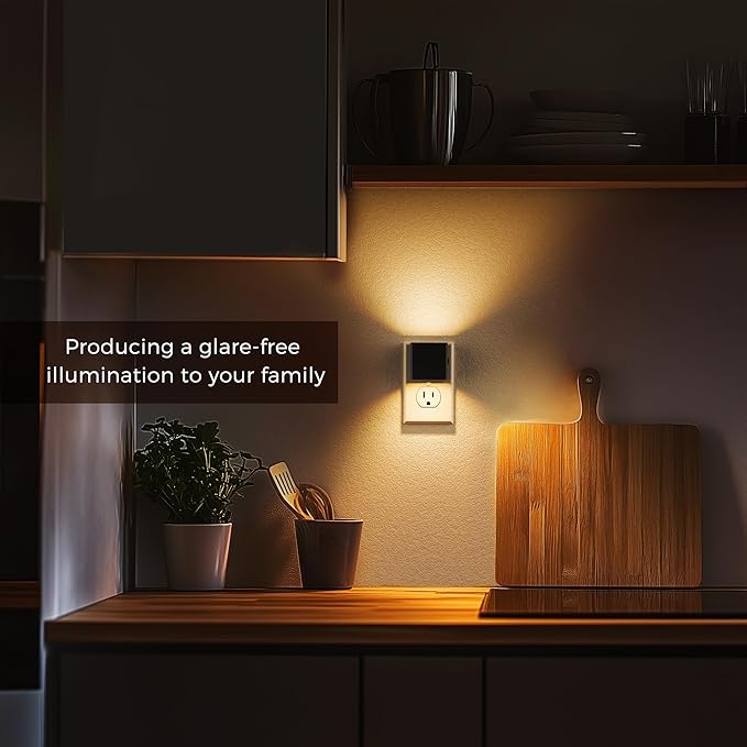 L LOHAS LED Night Light,[2-Pack] Night Lights Plug into Wall with Dusk to Dawn Sensor,Brightness Adjustable,3000K Soft White,Plug in Nightlight for Adults Bathroom Hallway Kitchen - Bloomnest