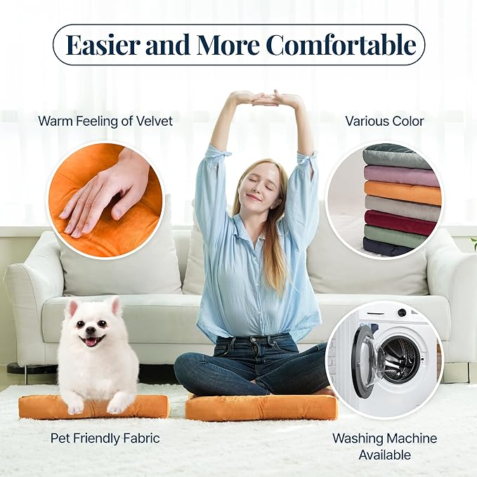 Velvet Floor Pillow,Square Large Pillows Seating for Adults, Orange Tufted Cushions for Meditation Yoga Tatami Living Room Chair Booster Machine-Washable & Dryer-Safe, Orange, 22x22 Inch - Bloomnest