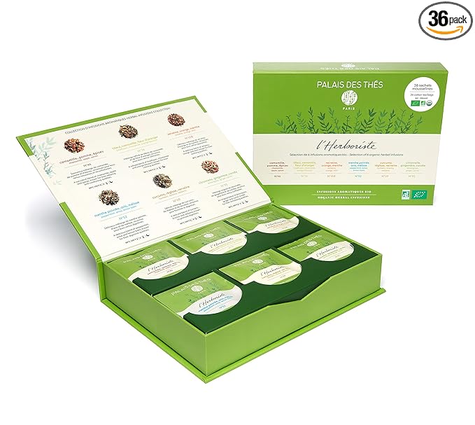 Palais des Thés - Organic L'Herboriste Box - Selection of 36 Premium Herbal Teas - Premium Tea Bags Set, Serves 36 Cups - Bloomnest