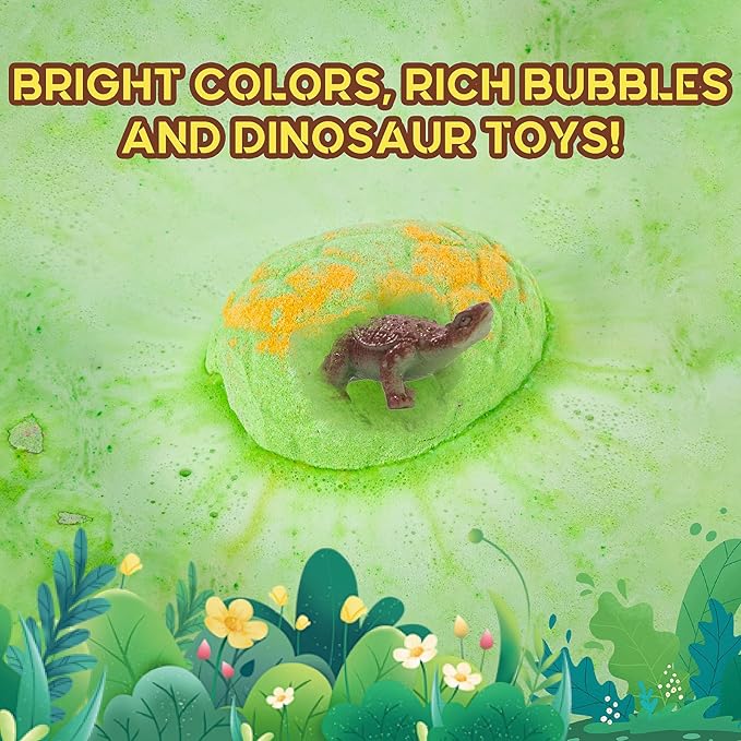 Bath Bombs for Kids with Surprise Toys Inside - 12 Pack Natural and Organic Dinosaur Bath Bombs Gift Set, Handmade Organic Bubble Bath Fizzies, Perfect Christmas Birthday Gifts for Kids - Bloomnest