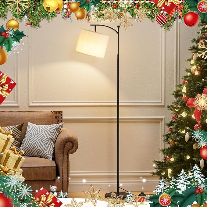 60" Floor Lamps with Remote Control & Bulb, Colors Temperature & Brightness Adjustable, Deep Beige Shade & Black Pole - Bloomnest