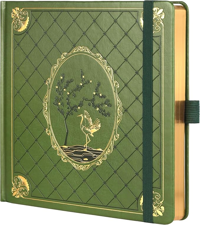 TIEFOSSI Dotted Journal Notebook, Dot Grid Notebook for Women Men, Hardcover PU Leather Journal, 160 GSM Thick Paper, 160 Numbered Pages with Gold Edges, 8 x 8 Square Diary - Bloomnest