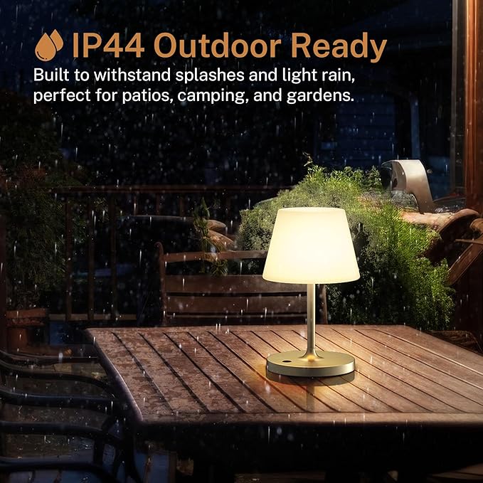 Cordless Lamp, 5000mAh Battery Operated Rechargeable Table Lamp with Power Bank, Touch Dimmable 3 Color Temperatures, IP44 Waterproof Shower Lamp for Kitchen, Bathroom, Indoor Or Outdoor Use 9.6in - Bloomnest