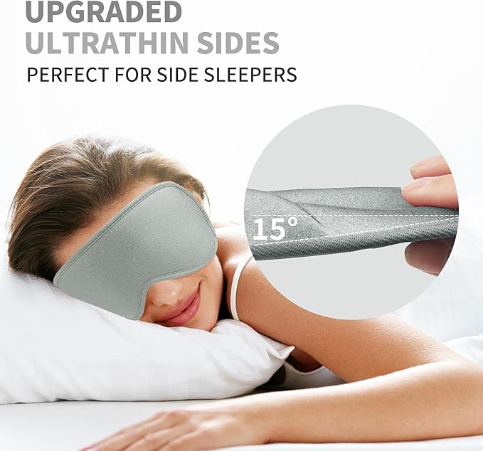 3D Sleep Mask for Men Women 2 Pack, Blackout Eye Mask for Sleeping Eye Mask for Side Sleeper, Memory Foam Adjustable&Washable, Airplane Travel Essentials Couples Yoga Meditation Black & Silver-Gray - Bloomnest