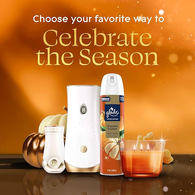 Glade 3-Wick Scented Candle Jar, Pumpkin & Ginger, Air Freshener Infused with Essential Oils, 6.8 Oz, 3 Count - Bloomnest
