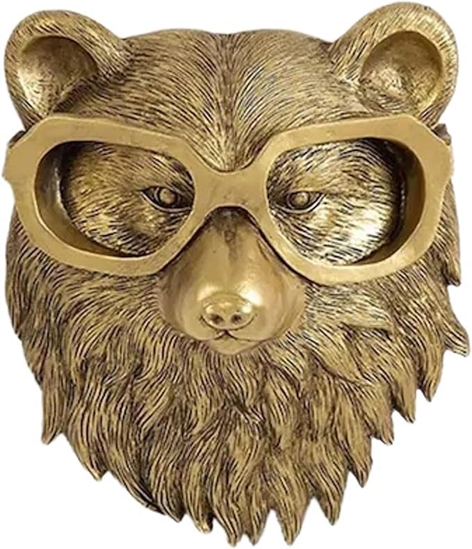 UITWMKTG Gold Animal Head Wall Decor Wall Sculpture Home Decor Statue for Living Room Office Bedroom Modern Decor for Men Women Bear - Bloomnest