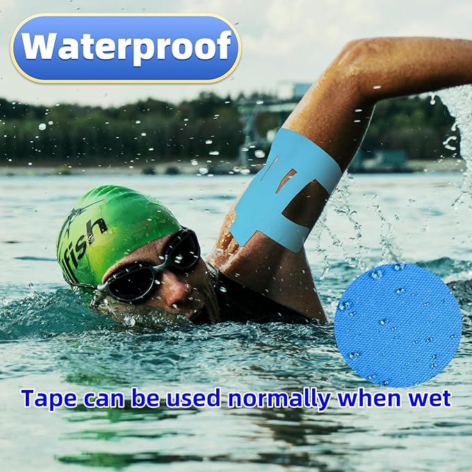 IEADEN Precut Kinesiology Tape for Shoulder, 20 Pcs - Shoulder Support & Stability, Shoulder Pain Relief Athletic Tape - Waterproof & Elastic, Breathable Hypoallergenic Latex-Free Tape, Blue - Bloomnest