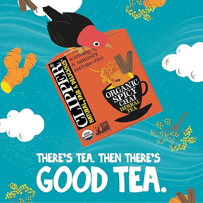 Clipper Tea Spicy Chai Herbal Tea – Caffeine Free, USDA Organic, Great Hot or Iced – Warming, Spicy, Natural, Fair & Delicious – 50 Tea Bags - Bloomnest