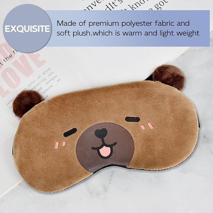 Cute Sleep Masks Cartoon Capybara Eye Mask Plush Sleeping Mask & Travel Blindfold - Funny Novelty Eye Shade for Kids, Girls & Adults (Capybara) - Bloomnest