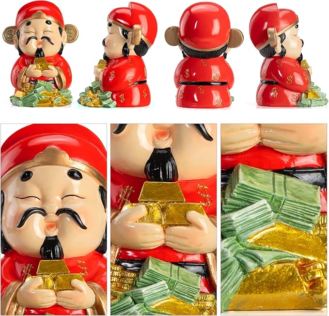 God of Wealth Statue,Feng Shui Money Decor,Chinese CAI Shen Figurine - Bloomnest