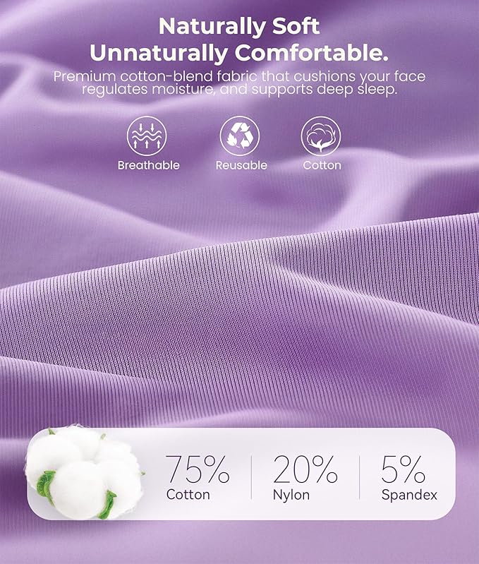 MUSICOZY 3D Bluetooth Sleep Mask with Headphones and Timer, Wireless Sleep Headphones for Side Sleepers, Eye Mask with Bluetooth Headphone, Purple