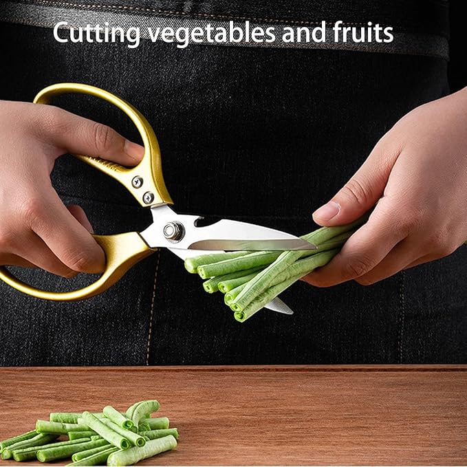 Kitchen Scissors All purpose, Have duty Stainless Steel Cooking Shears for Cutting Meat, Chicken,Poultry, Fish, Herbs, Seafood Scissors with Comfort Grip gold - Bloomnest